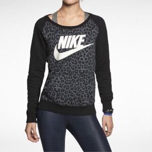 Nike Black and Gray Leopard Crewneck Sweatshirt